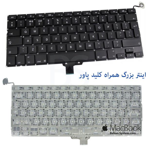 کیبورد لپ تاپ اپل MacBook Pro A۱۲۷۸ مشکی اینتربزرگ به همراه کلید پاور Apple MacBook Pro A1278 Keyboard